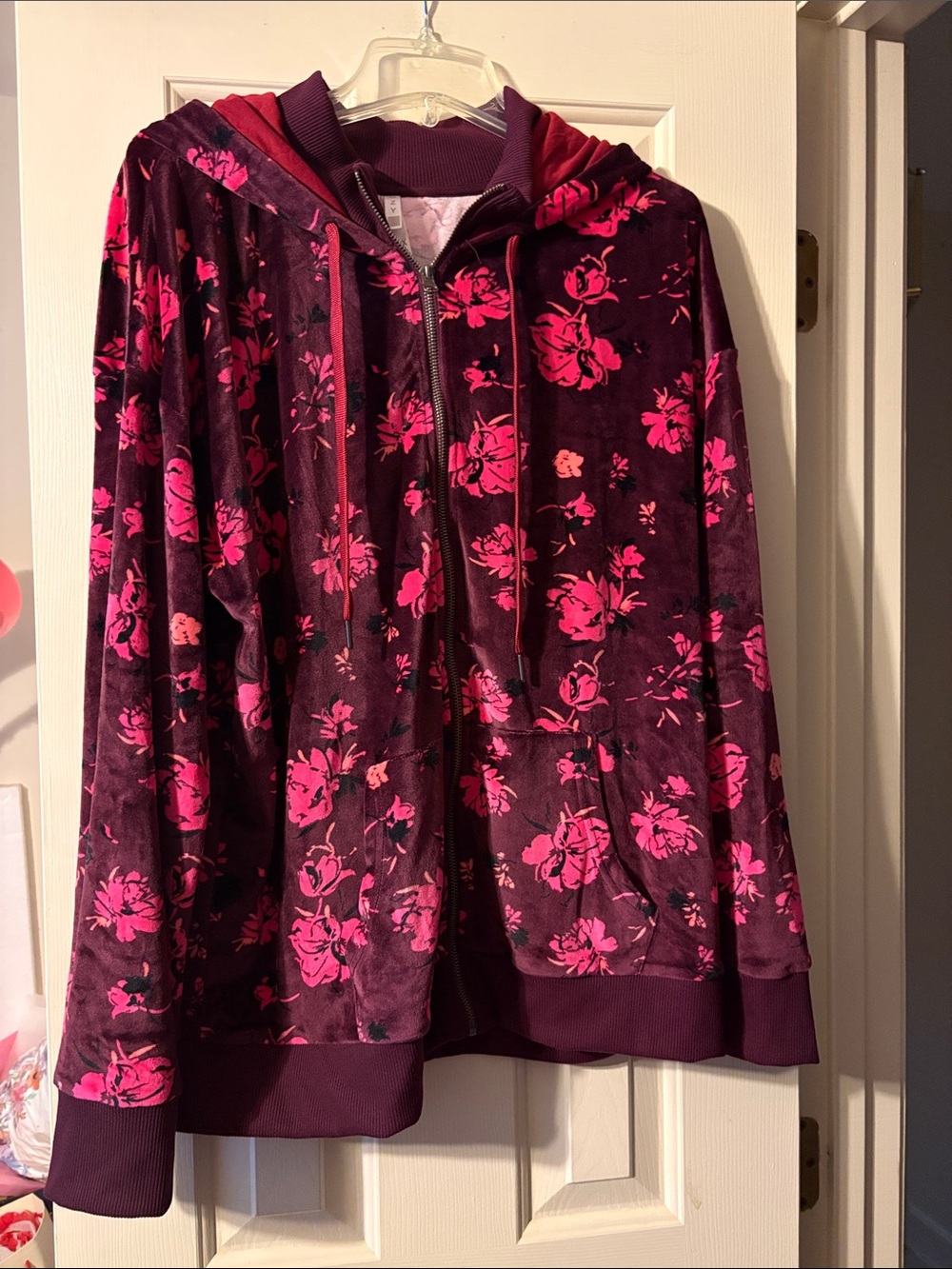 LuLaRoe Cozy Collection Burgundy Floral Bethany Jacket Size 1X